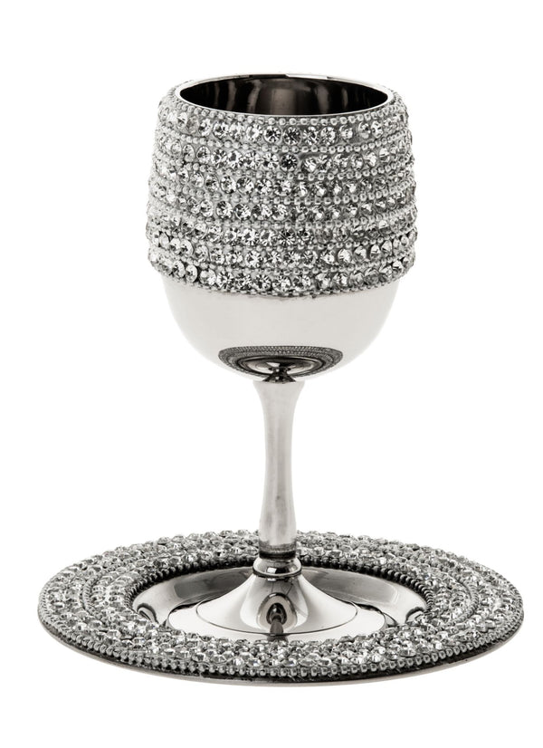 Kiddush Cup with tray Stainless Steel | Judaica Square Lakewood