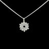 Textured interwoven silver Star of David with small bead accents, on a curb chain over black