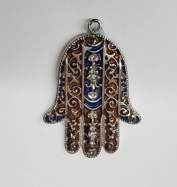 Hamsa enamel Brown Filigree — alternate view | Judaica Square Lakewood
