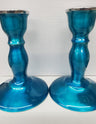 Candle Stick Teal Metal Candlesticks | Judaica Square Lakewood