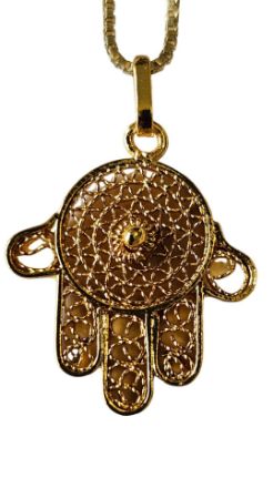 S482-G Rotunda handcrafted filigree hamsa