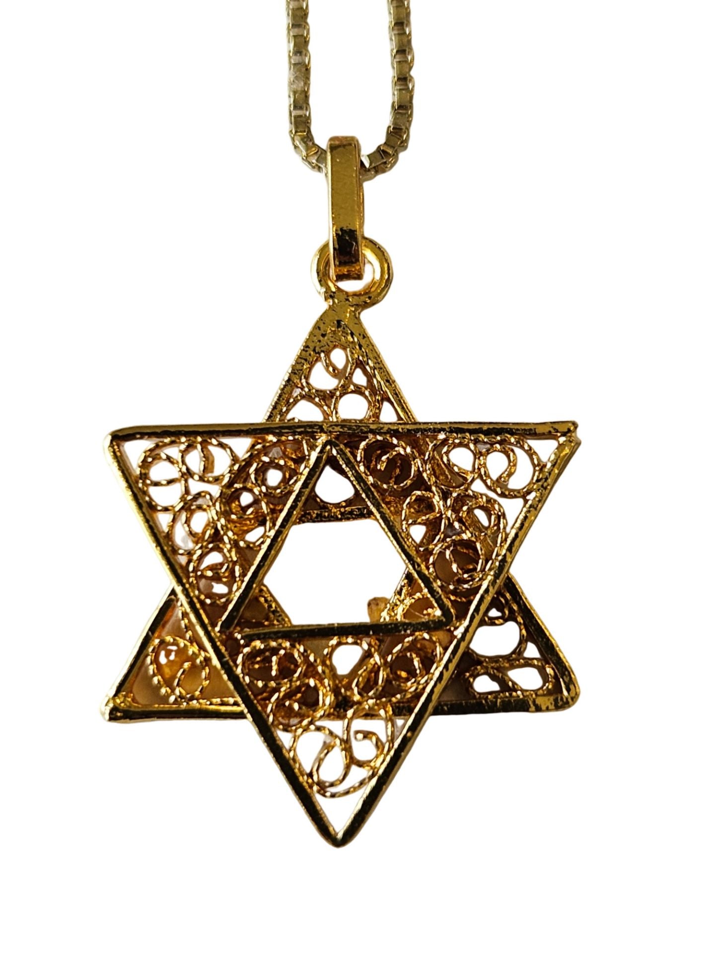 Golden Lace Star of David Hancrafted Filigree Star Pendant | Judaica Square Lakewood