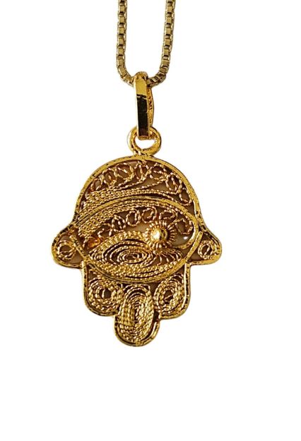 Golden Eye Hamsa — alternate view | Judaica Square Lakewood