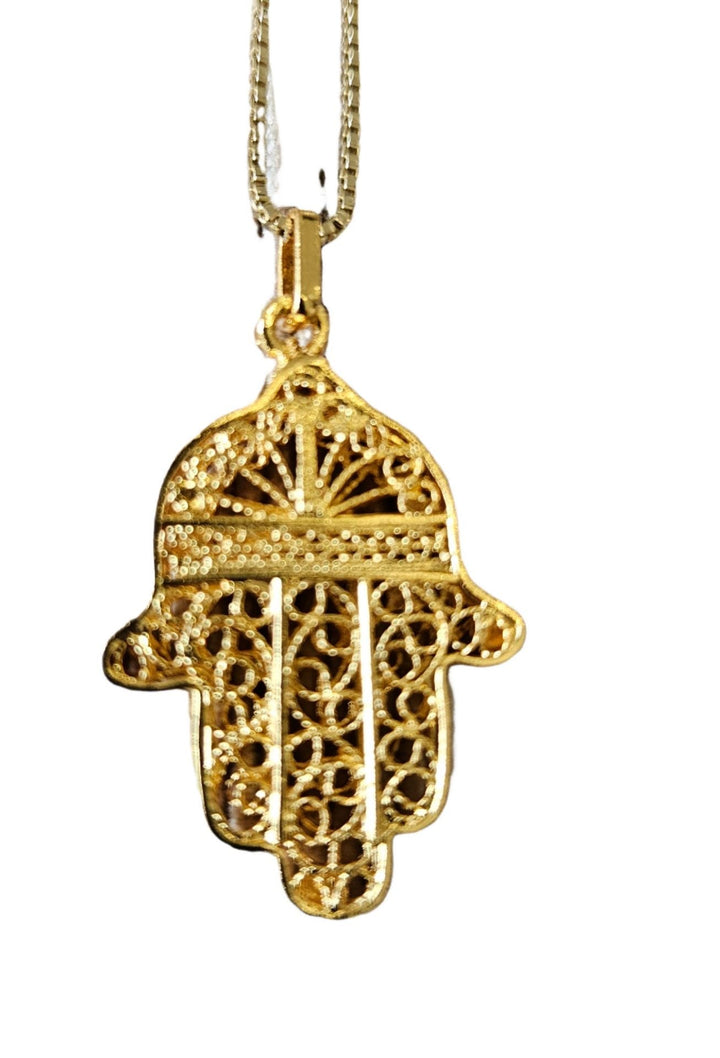 Double Vision Two handcrafted filigree back to back hamsas Pendant