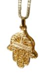 Double Vision Two handcrafted filigree back to back hamsas Pendant — detail | Judaica Square Lakewood