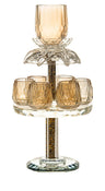 Gold crystal wine fountain with six small cups arranged beneath a larger pouring cup