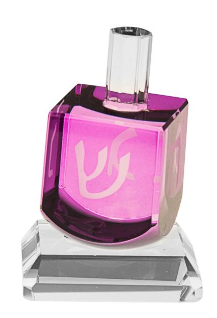 Crystal dreidel Purple — alternate view | Judaica Square Lakewood