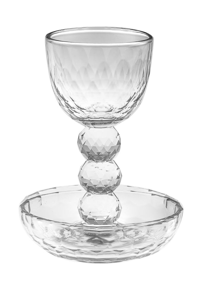 Kiddush Cup Crystal with Tray | Judaica Square Lakewood