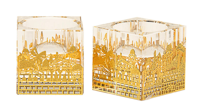 Candle Sticks Crystal Jerusalem Gold Candlesticks | Judaica Square Lakewood