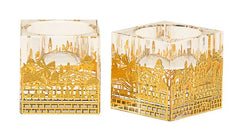 #1045 Candle Sticks Crystal Jerusalem Gold