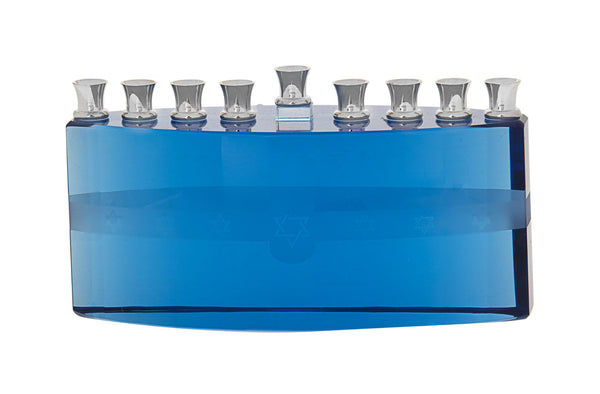 Crystal Menorah Blue Ice | Judaica Square Lakewood