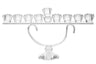 Crystal Chanukah menorah with candle holders set in a long low row