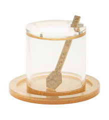 #481-G Honey Dish Lucite Gold with spoon