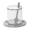 Silver toned lucite honey bowl with a matching spoon set on its own tray