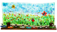 C826 Glass Blue/Green Menorah