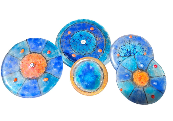 Wall Art Glass Set of 5 assorted | Judaica Square Lakewood