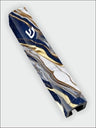 Blue and white agate mezuzah case with natural banding running through the stone
