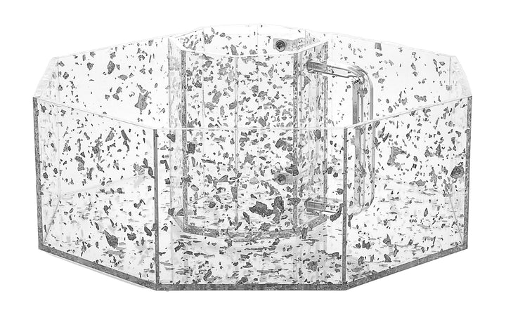 Netilat Yadayim Wash Cup and Bowl — Silver Flake Lucite
