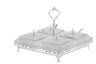 Silver plated square serving dish divided into four glass lined sections