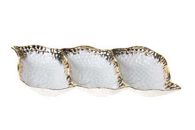 Tray 3 Sectional Ceramic — alternate view | Judaica Square Lakewood