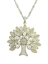 Sterling silver tree of life pendant in open filigree work on a fine chain
