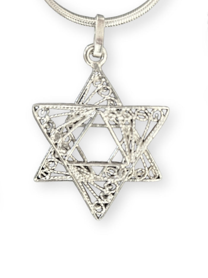 Filigree Star with Chain Pendant | Judaica Square Lakewood