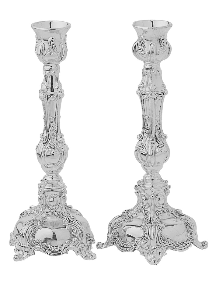 Shabbat Candlesticks — Silver Plated, Large Pair