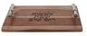Rectangular wooden challah board with a carved handle at one end and visible grain