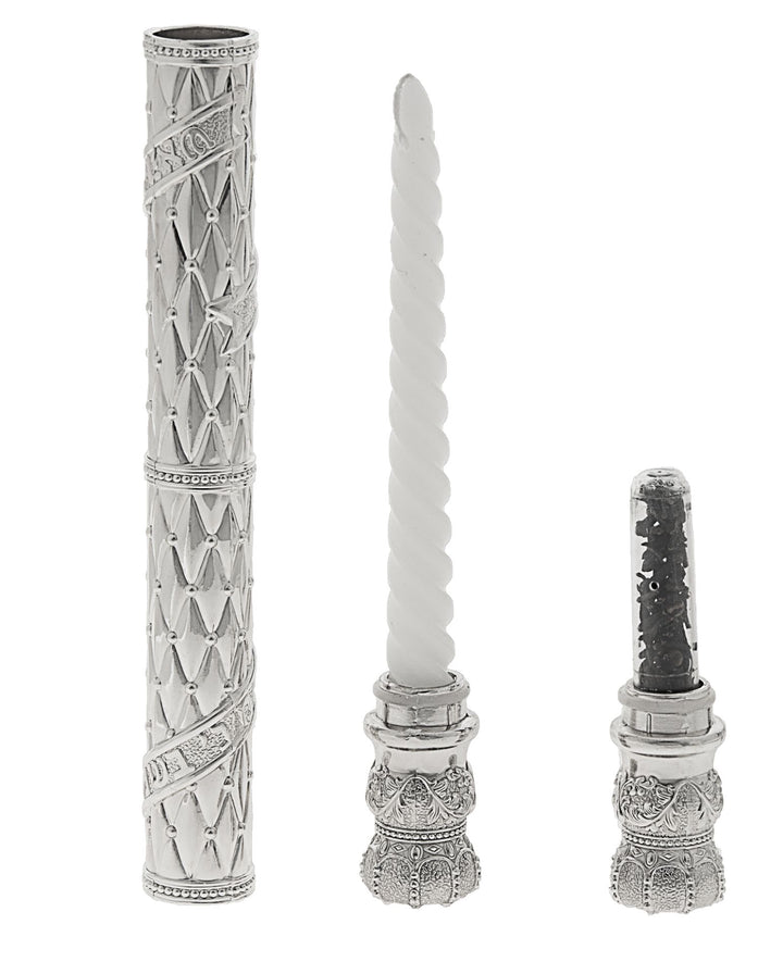 Havdalah Candle Holder and Spice Box — Silver Plated