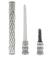 Silver plated havdalah candle holder joined to a besamim spice box in one piece