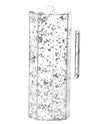 Faceted hexagonal lucite pitcher with silver flakes suspended in its clear sides