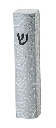 I104-S Mezuzah Metal Silver Curls