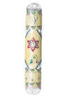 Enamel mezuzah case with a stone-set Star of David on a coloured ground