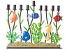 Metal Chanukah menorah shaped as an underwater scene with eight lights and a shamash