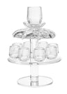 Crystal kiddush fountain with eight small cups arranged beneath a raised centre cup
