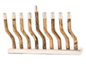 Gold metal Chanukah menorah shaped as a continuous swirl with nine candle holders