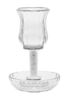 Fluted crystal Kiddush cup on a crushed-stone stem set in a small round crystal tray