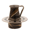 Stainless steel mayim achronim set finished in brown and gold enamel