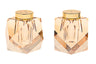 Pair of small cube crystal salt and pepper shakers with gold trimmed caps