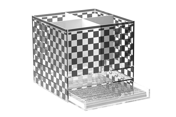 Utility and Napkin Holder Lucite Black and Clear with 6 Benchers | Judaica Square Lakewood