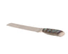 Challah knife with a pearly shell finished handle and serrated steel blade