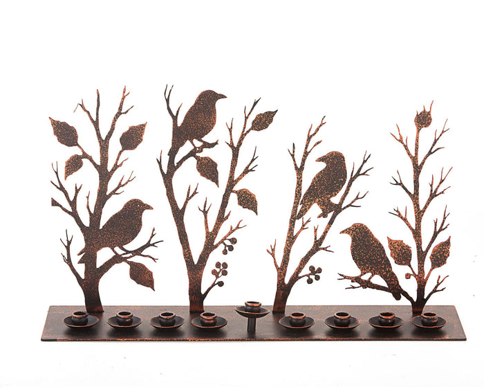 Menorah Metal Birds in the Tree | Judaica Square Lakewood