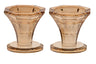 Short gold-toned crystal candlestick with a square base only two inches across