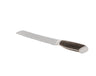 Long challah knife with a dark brown resin handle and a plain straight blade