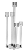 Five branch crystal candelabra with curved arms rising from a round faceted base