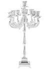Silver plated nine-branch candelabra with candle cups rising in an even row