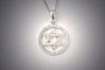 Diamond-set Star of David inside a diamond circle, 14K white gold pendant on box chain