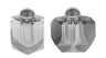 Cut crystal salt and pepper shakers capped in silver tone metal