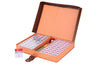 Complete mah jongg tile set arranged in rows inside its fitted box