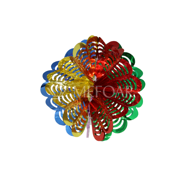 Noy Sukkah,  Hanging Foil Colored Scalloped Ball - Sukkah Decorations